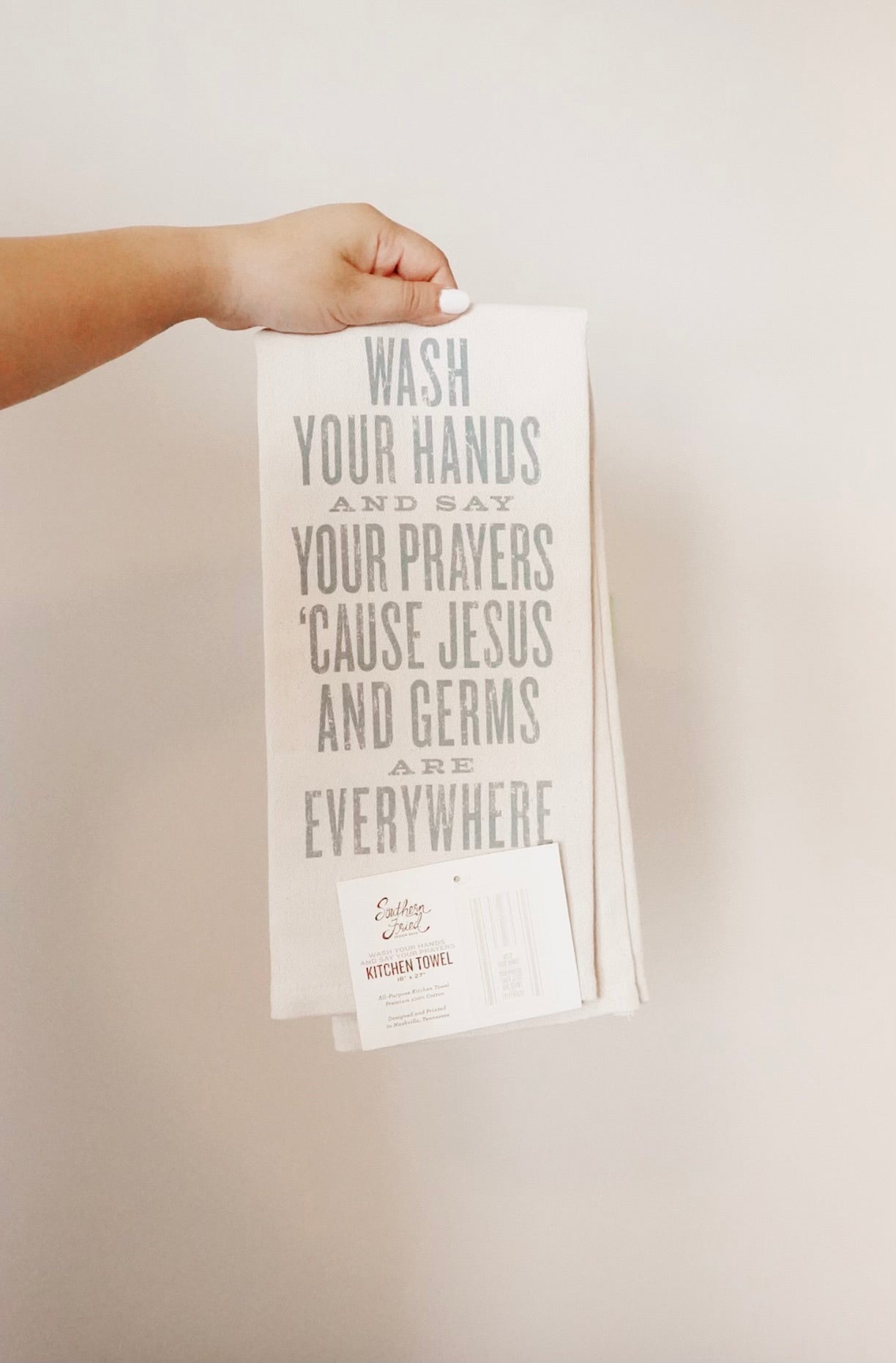 Wash Your Hands and Say Your Prayers Kitchen Towel