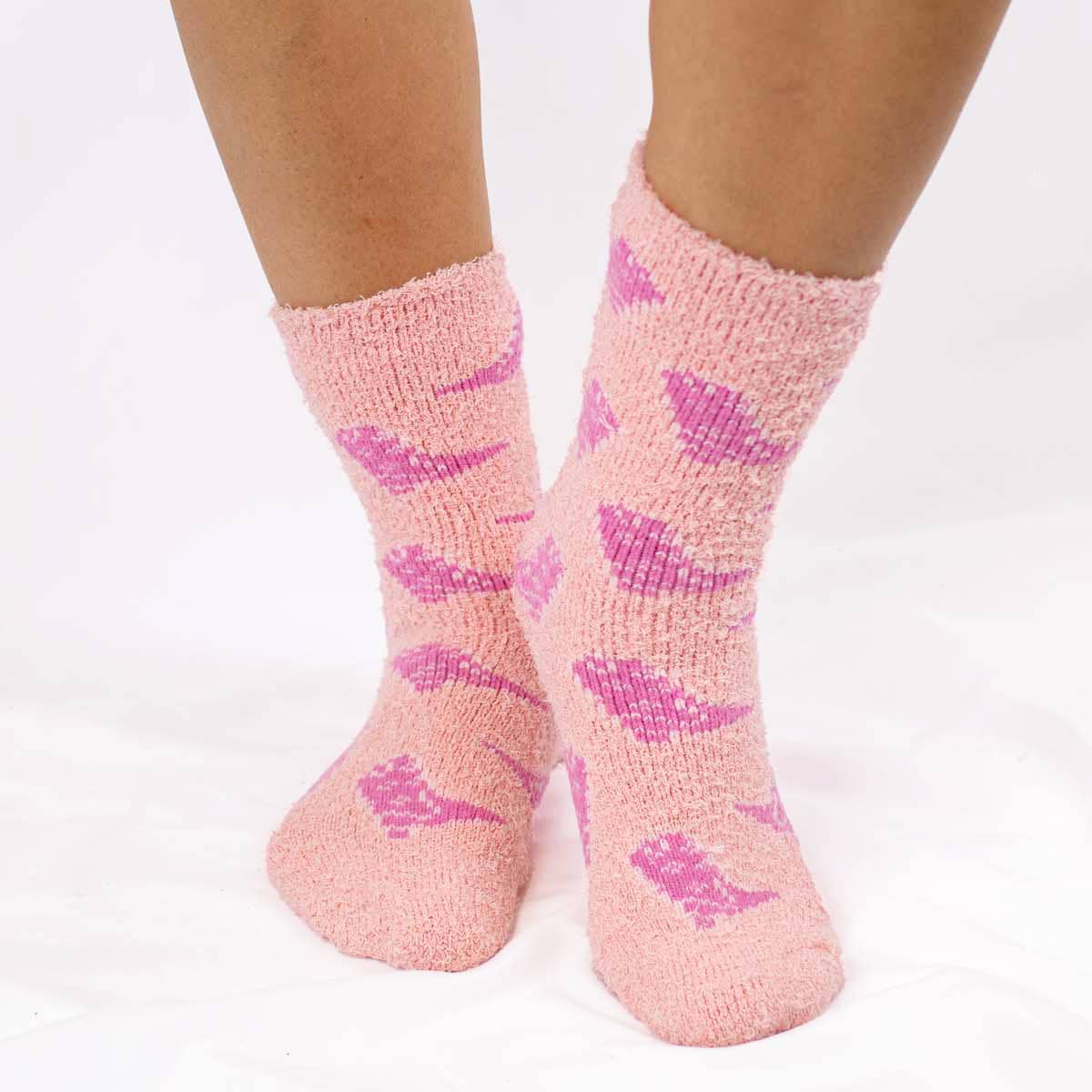Pink Cowgirl Boots Snuggle Socks