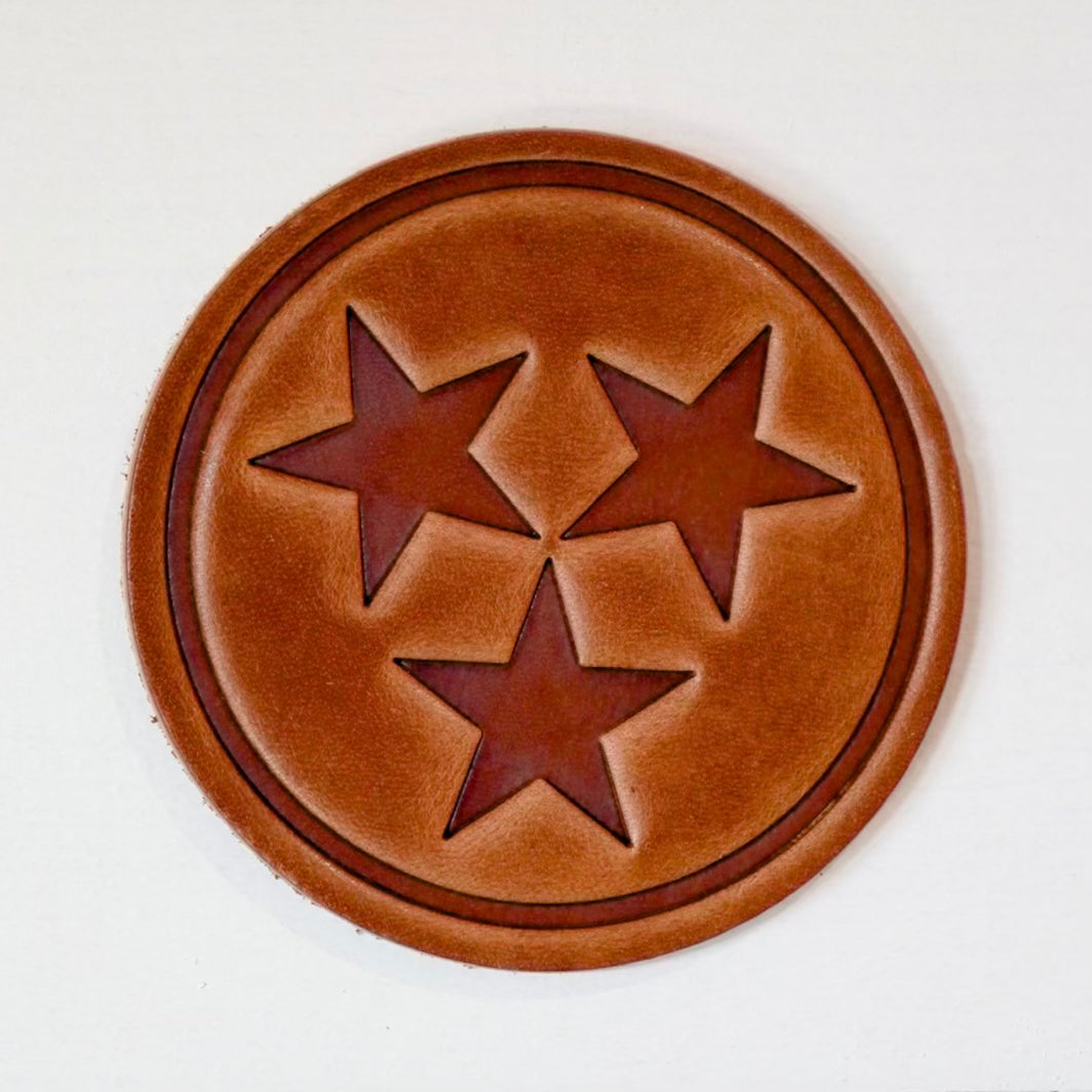 Tri-Star Leather Coaster