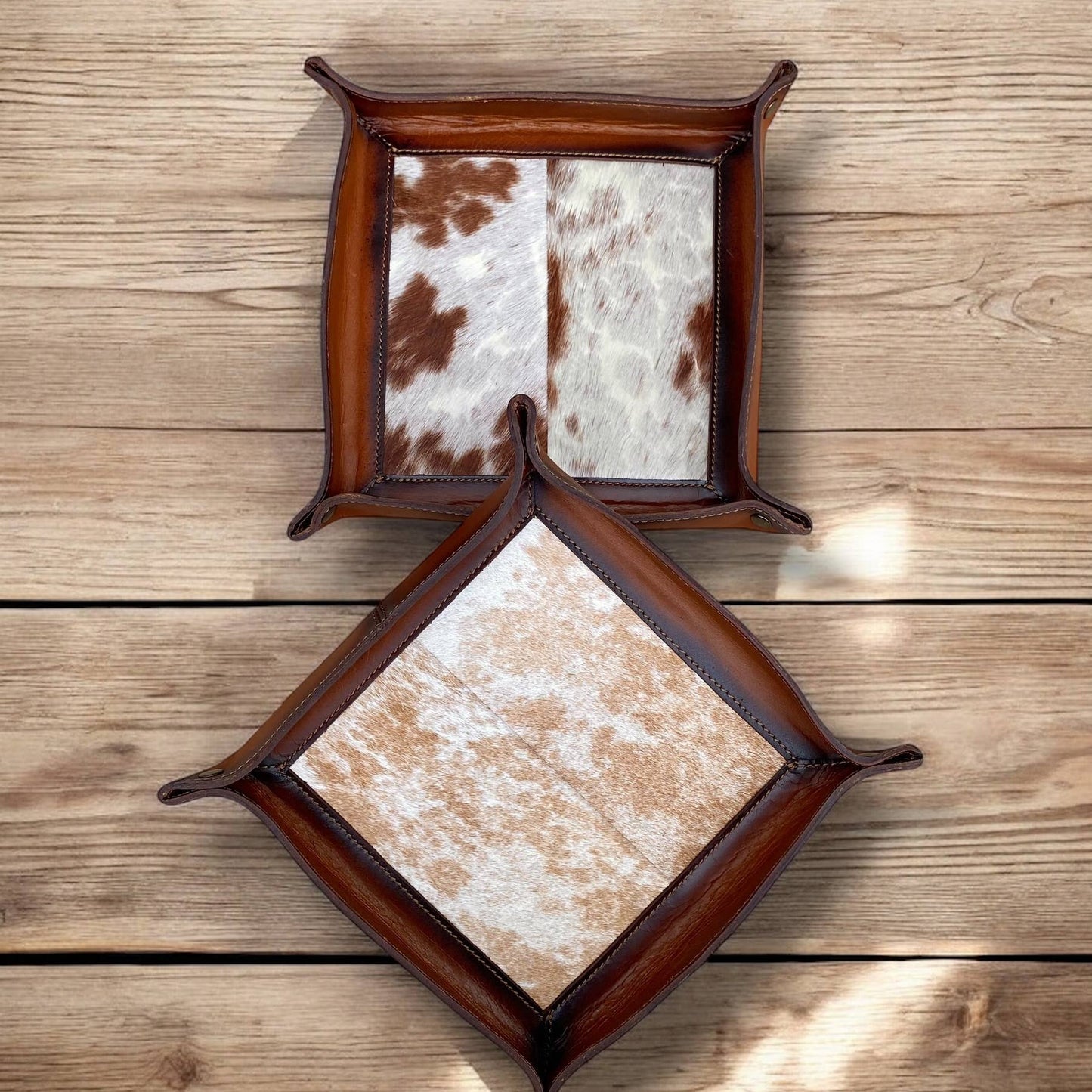 Leather + Cowhide Cowboy Catchall Tray