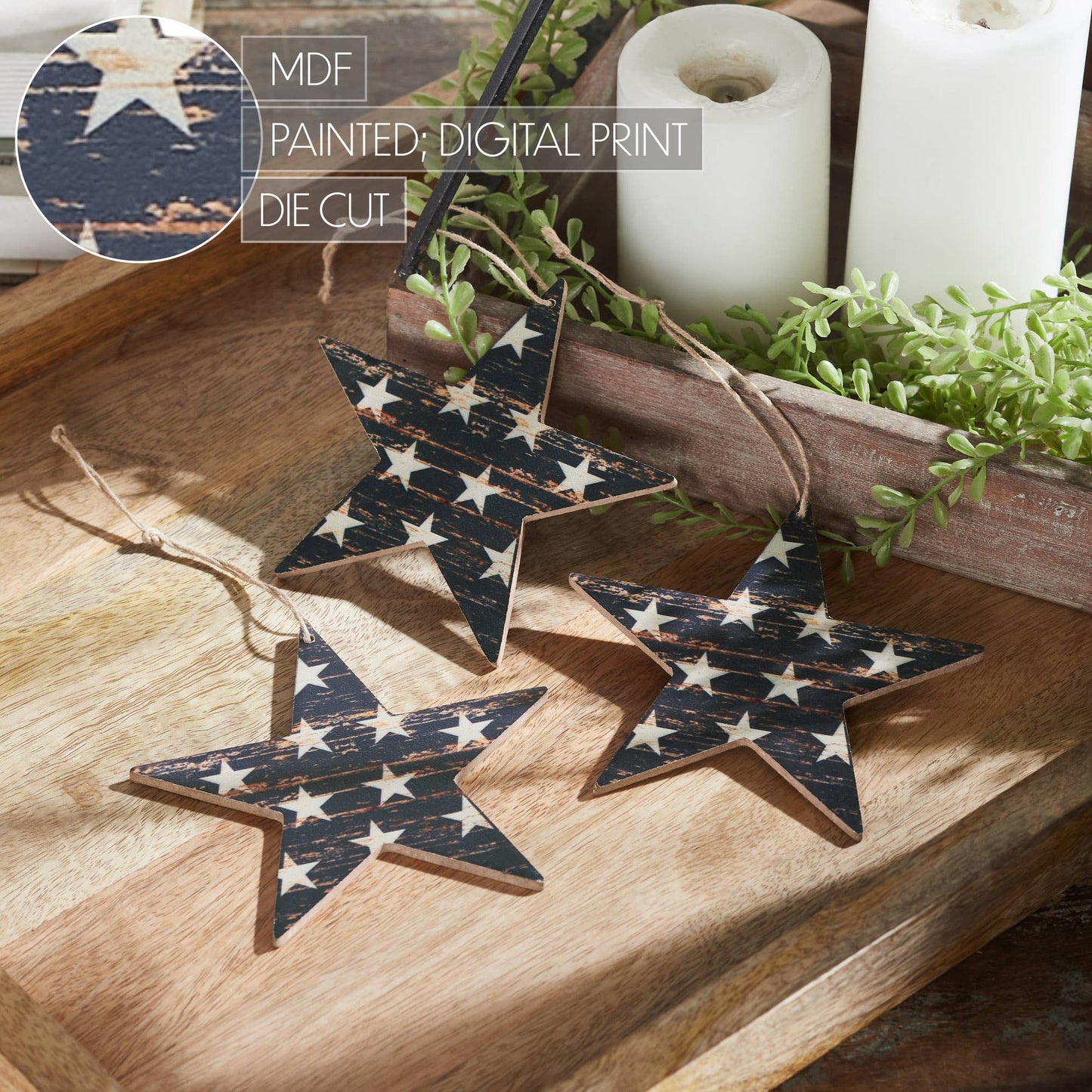 Country Stars Wooden Ornament