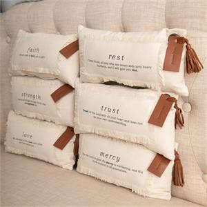 Bible Verse Mini Canvas Pillow w/ Leather Tag