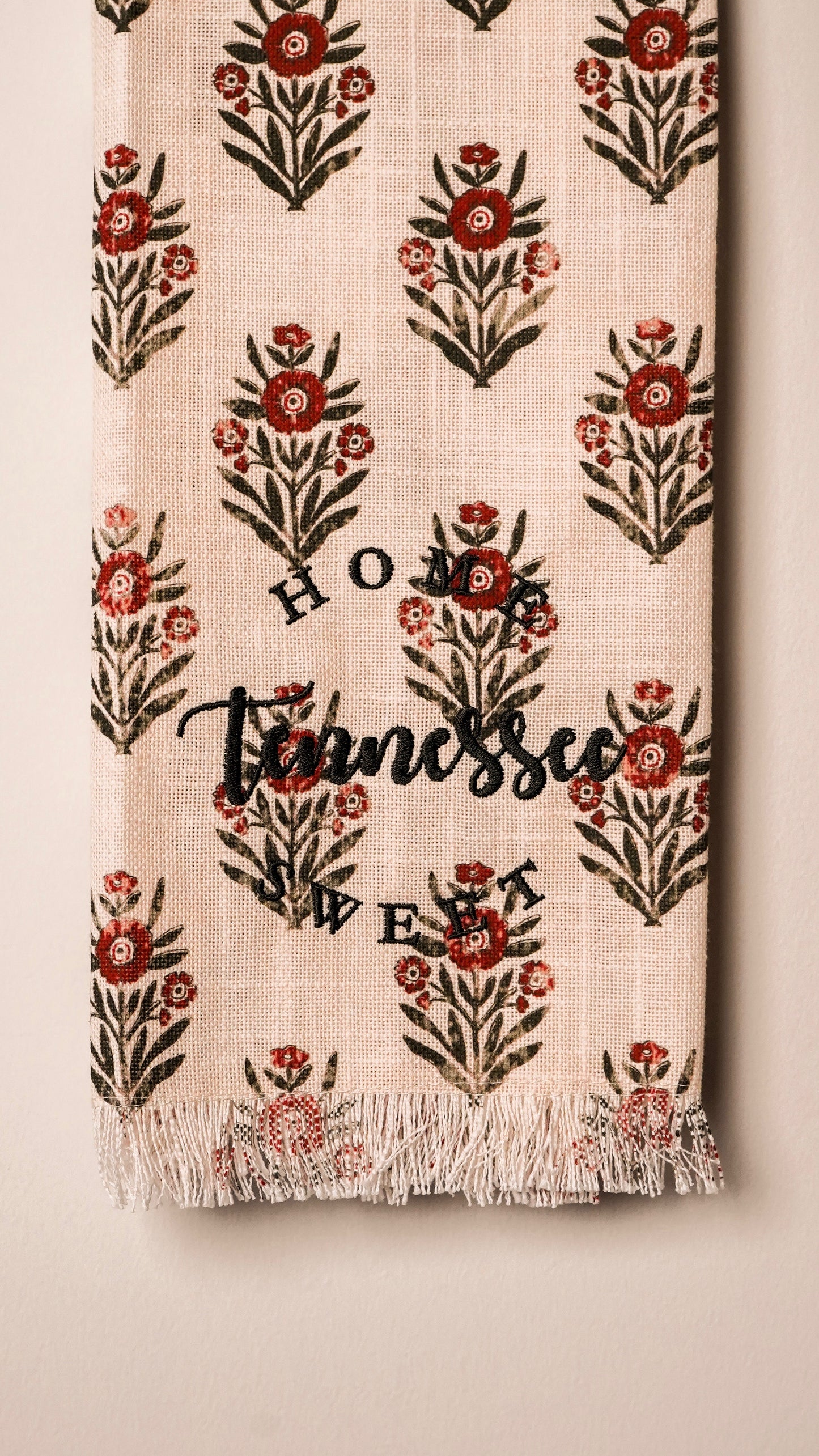 Red Block Print Silhouette Tea Towels