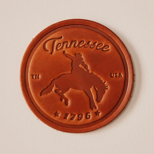 Tennessee Bronco Leather Coaster