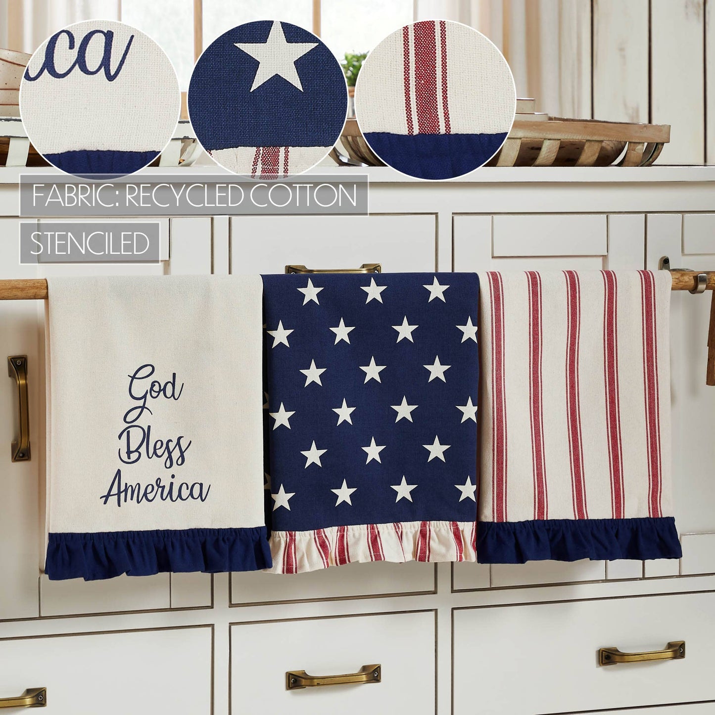 Americana Stars Ruffled Tea Towel
