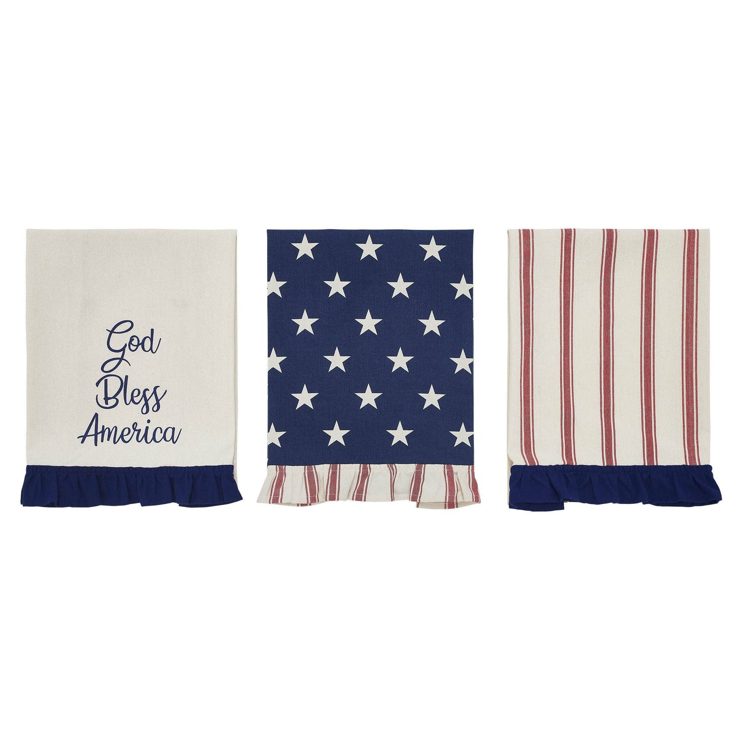 Americana Stars Ruffled Tea Towel