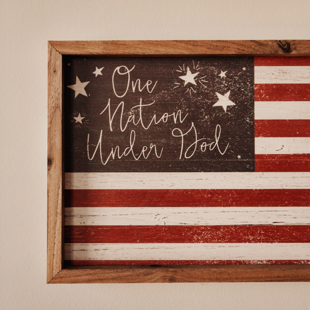 One Nation Under God Flag Wood Sign
