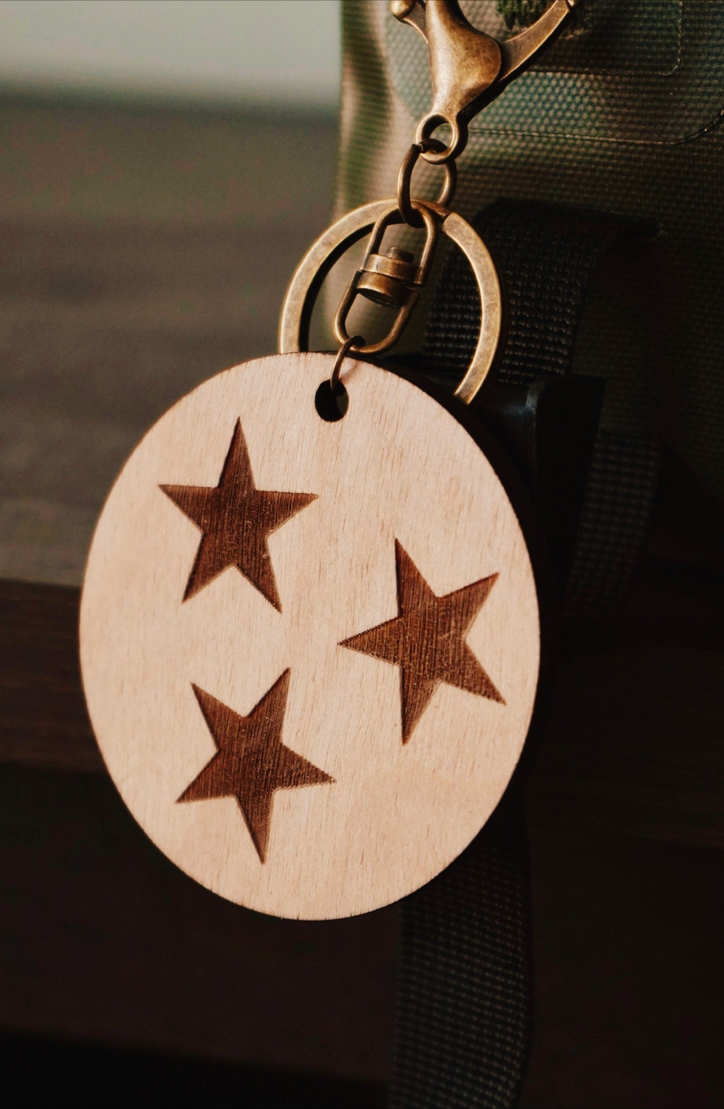 Rooted in Tennessee Tristar Wood Keychain