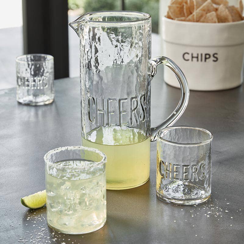 Cheers Hammered Glass Pitcher