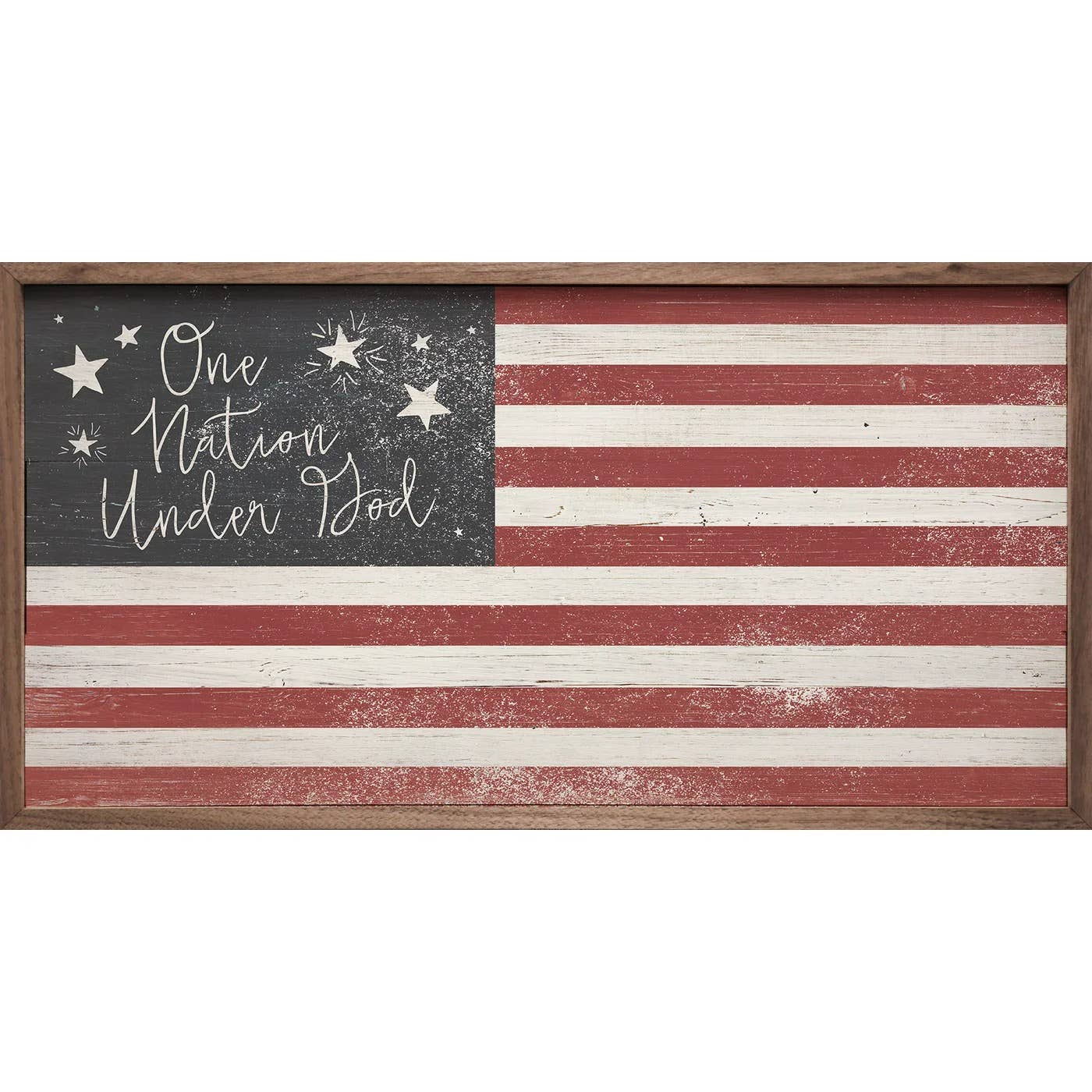 One Nation Under God Flag Wood Sign