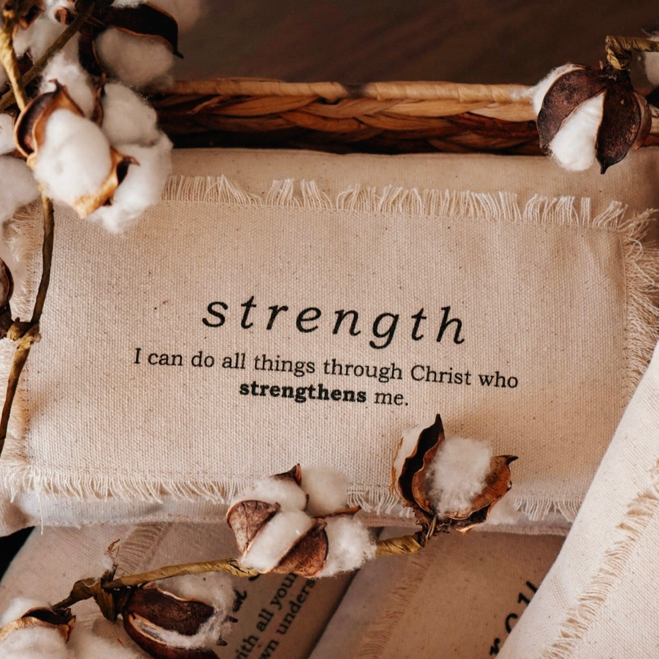 Bible Verse Mini Canvas Pillow w/ Leather Tag