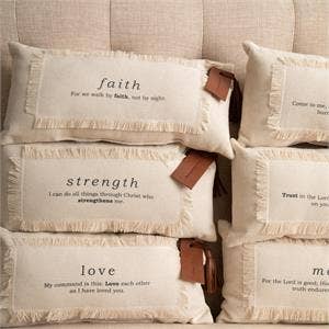 Bible Verse Mini Canvas Pillow w/ Leather Tag