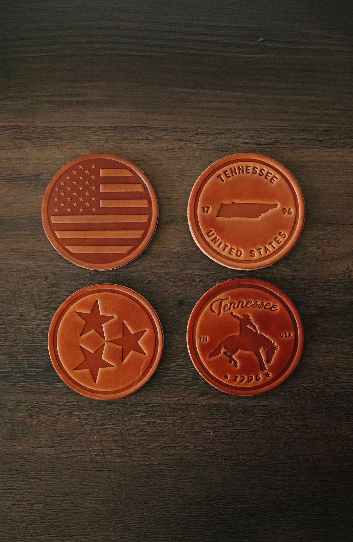 American Flag Leather Coaster