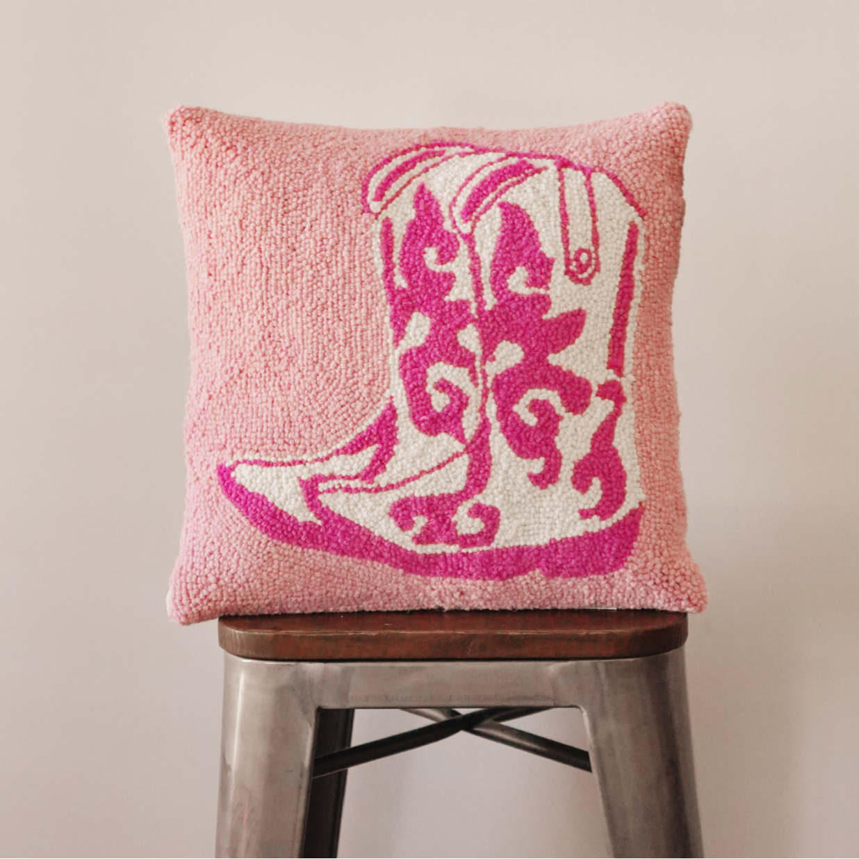 Pink Cowboy Boots Hook Pillow