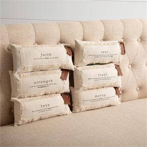 Bible Verse Mini Canvas Pillow w/ Leather Tag
