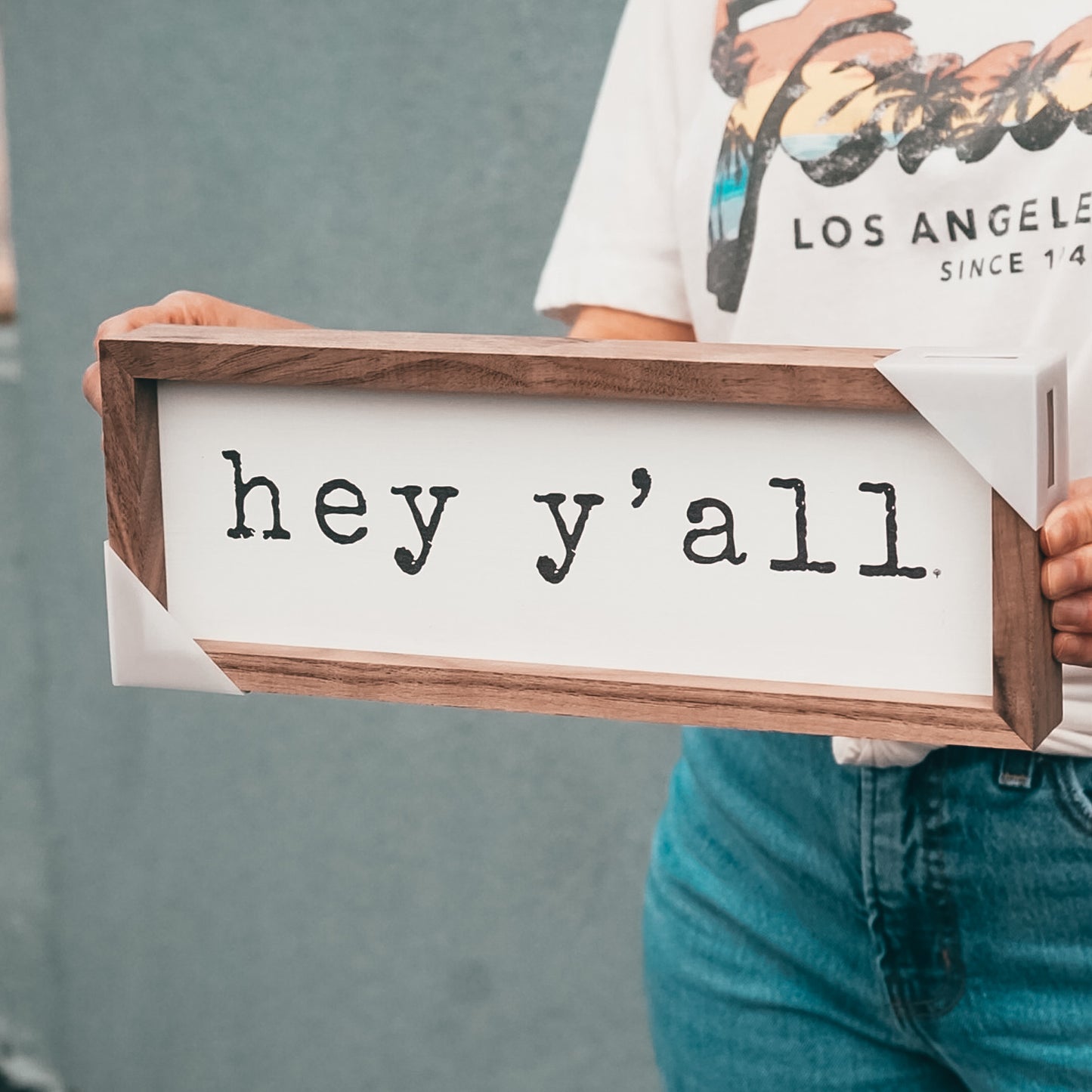 Hey Y'all Typewriter Wood Sign