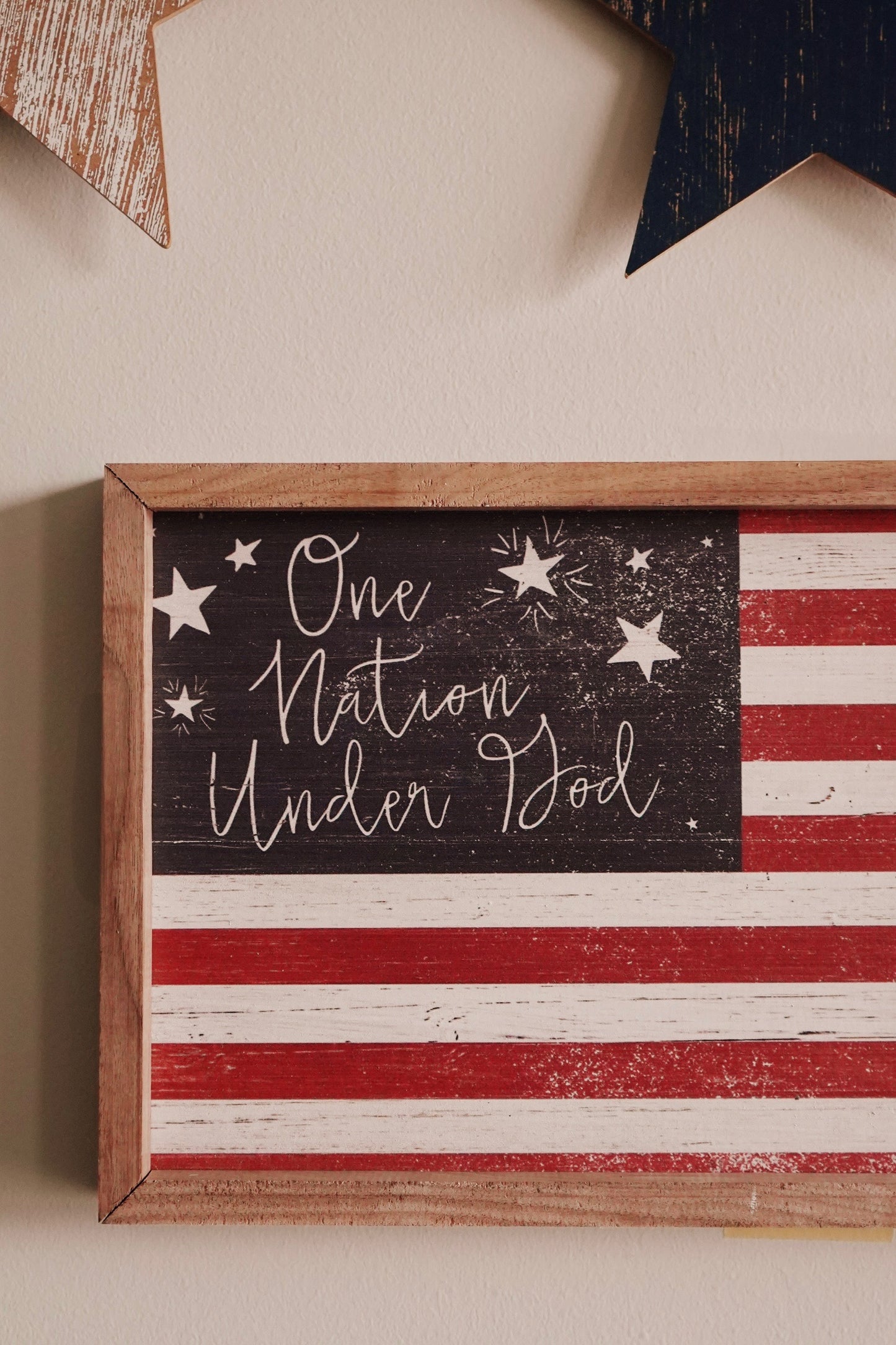 One Nation Under God Flag Wood Sign