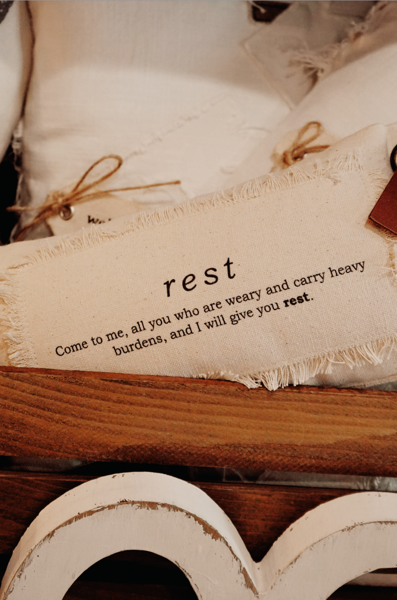 Bible Verse Mini Canvas Pillow w/ Leather Tag