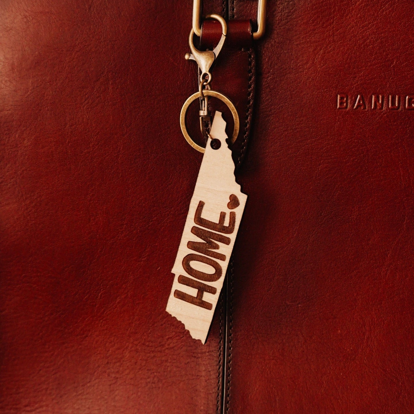 Rooted in Tennessee Home Wood Keychain