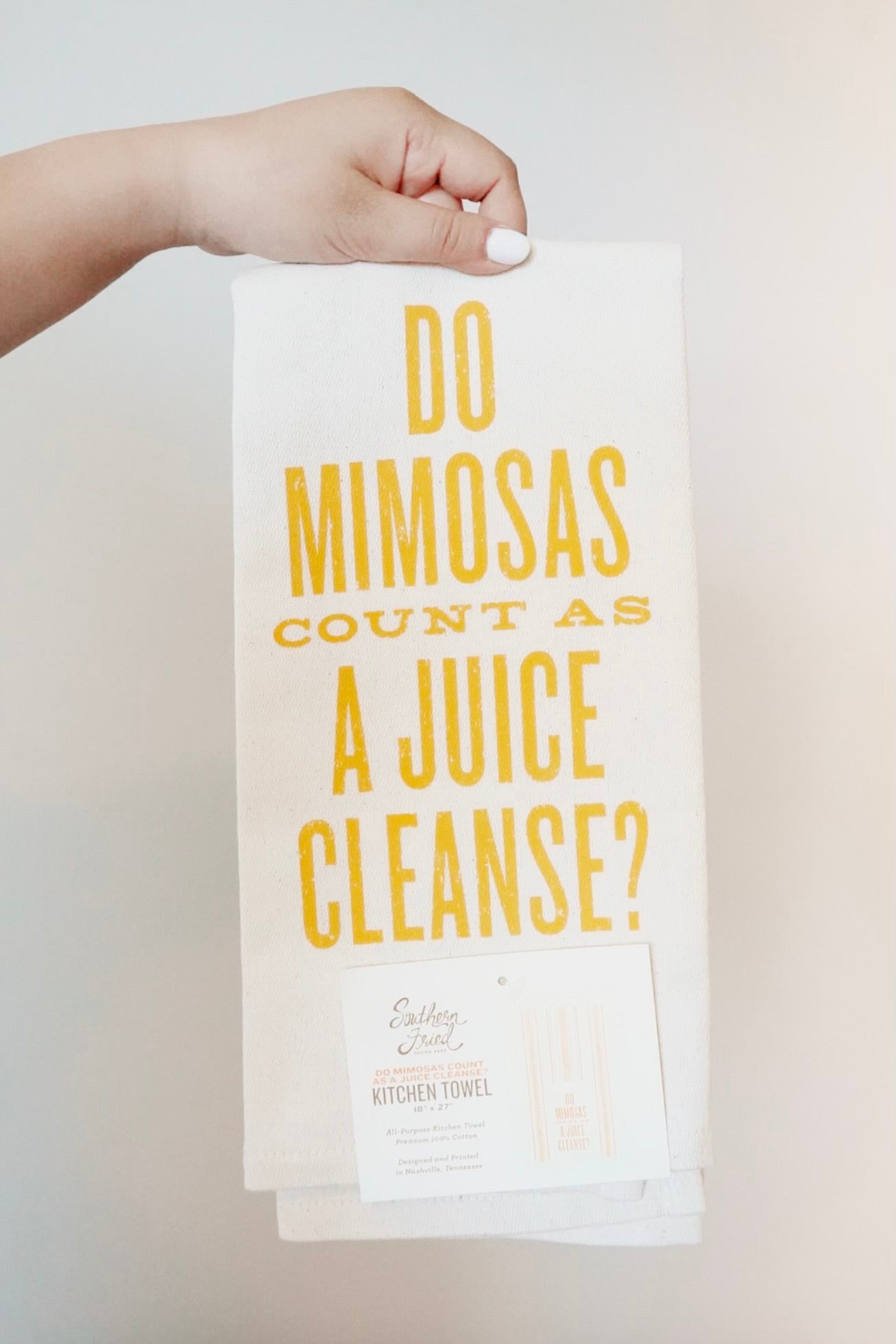 Do Mimosas Count as a Juice Cleanse Kitchen Towel