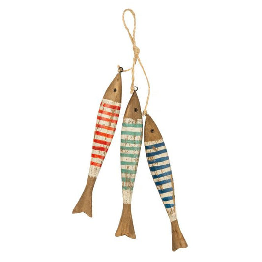 Striped Fish Hanging Wood Decor