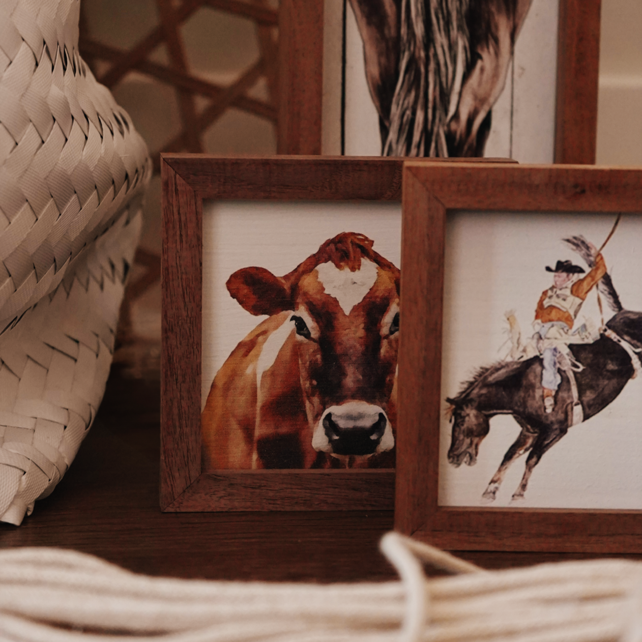 Watercolor Brown Cow Mini Sign