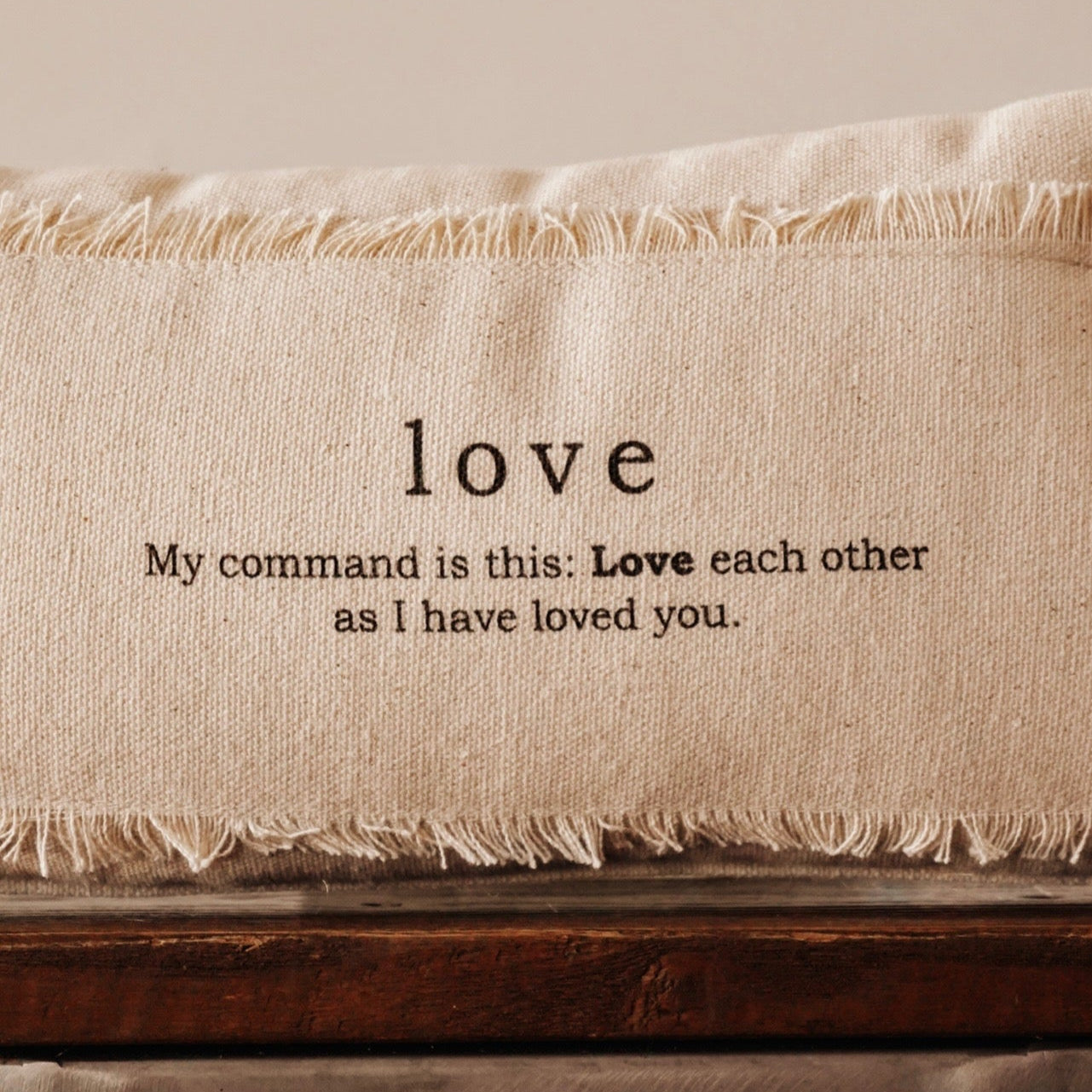 Bible Verse Mini Canvas Pillow w/ Leather Tag