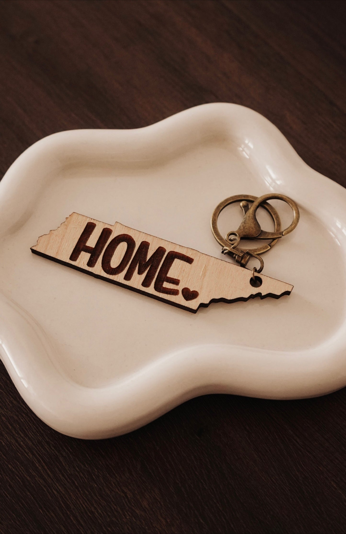 Rooted in Tennessee Home Wood Keychain