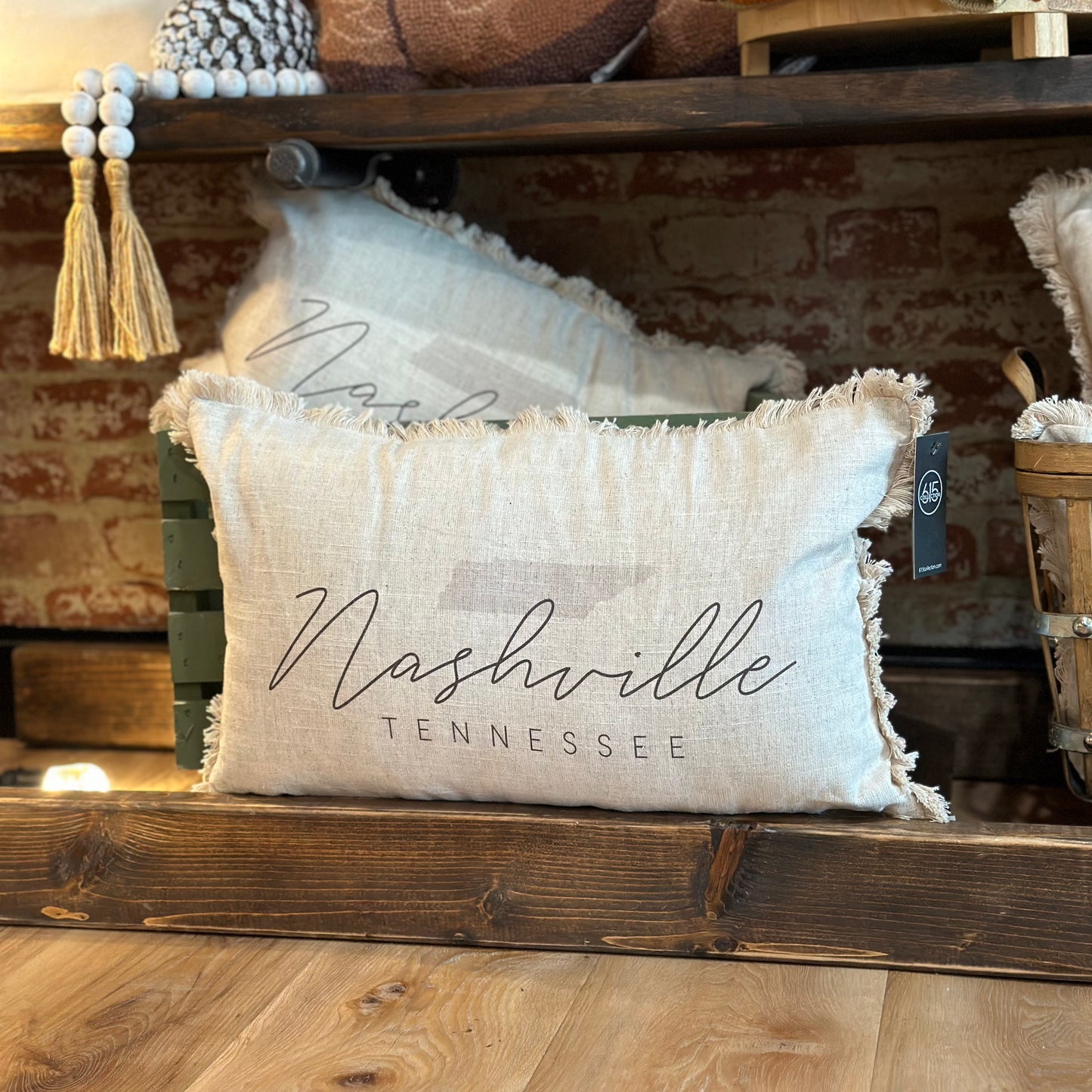 Nashville Script Fringe Pillow