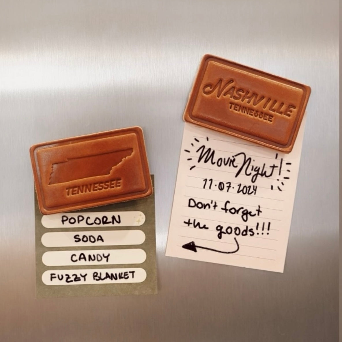 Nashville Script Leather Magnet