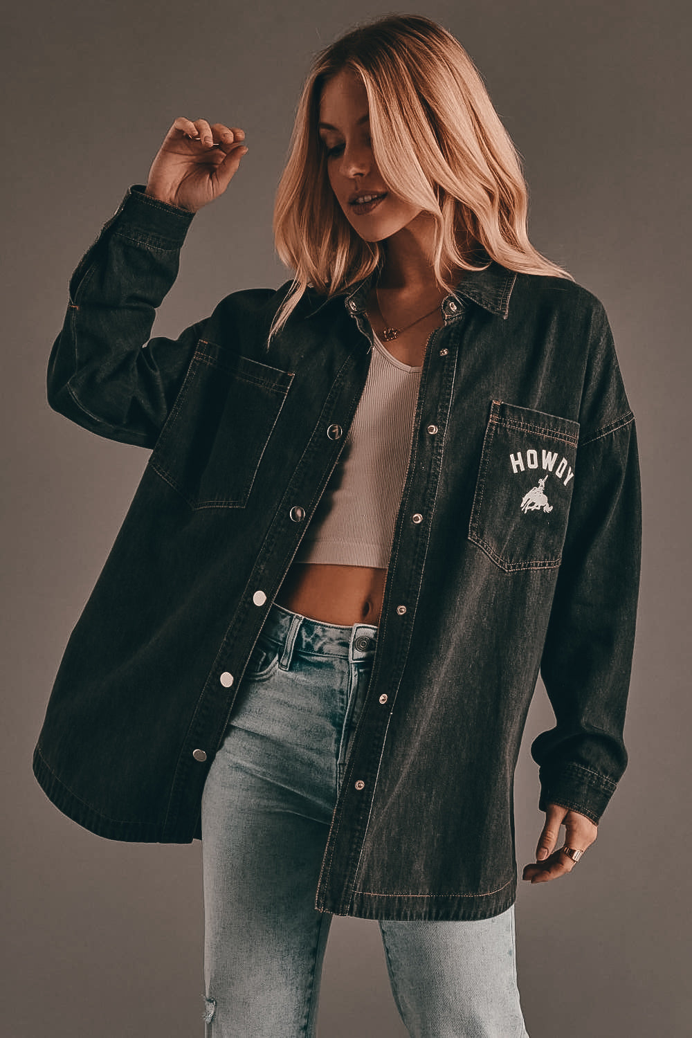Meet Me At The Honky Tonk Denim Button Up