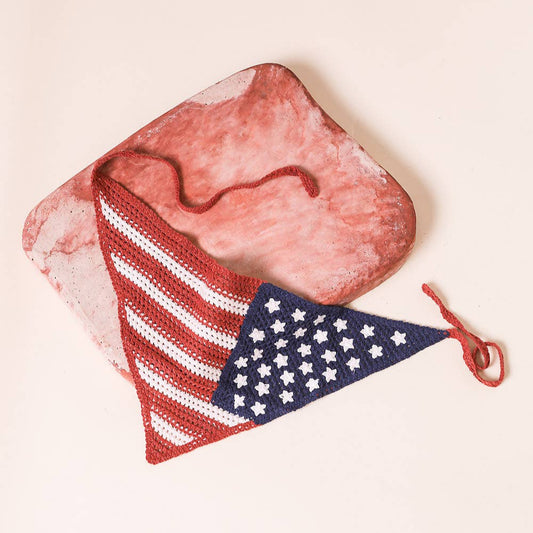 Crochet American Flag Hair Bandana