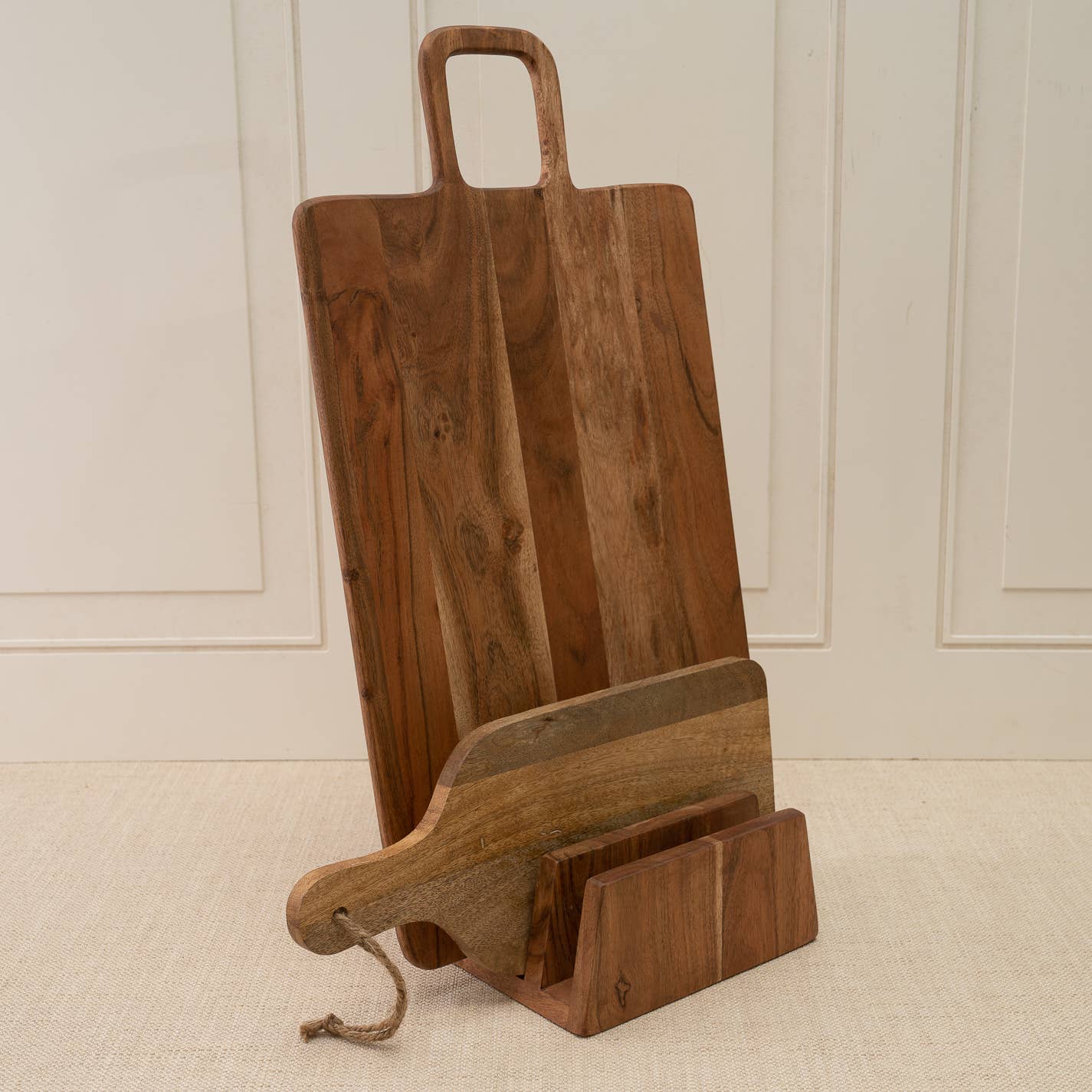 3-Section Acacia Cutting Board Stand