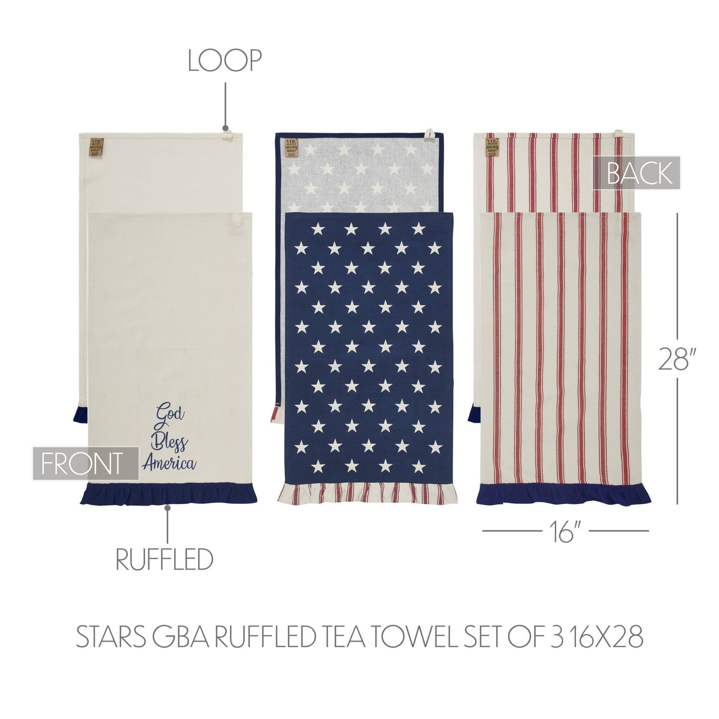 Americana Stars Ruffled Tea Towel