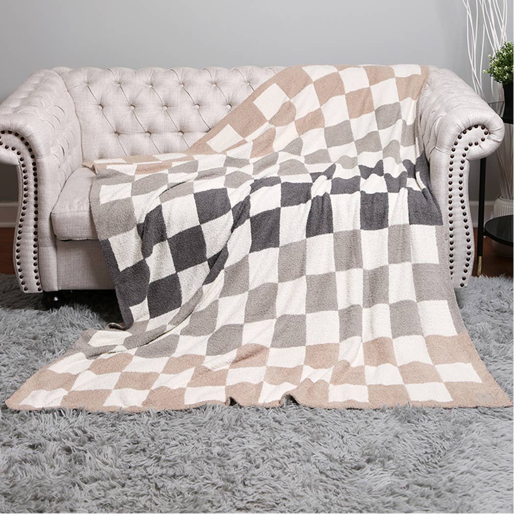 Checkered Reversible Cozy Fleece Throw Blanket