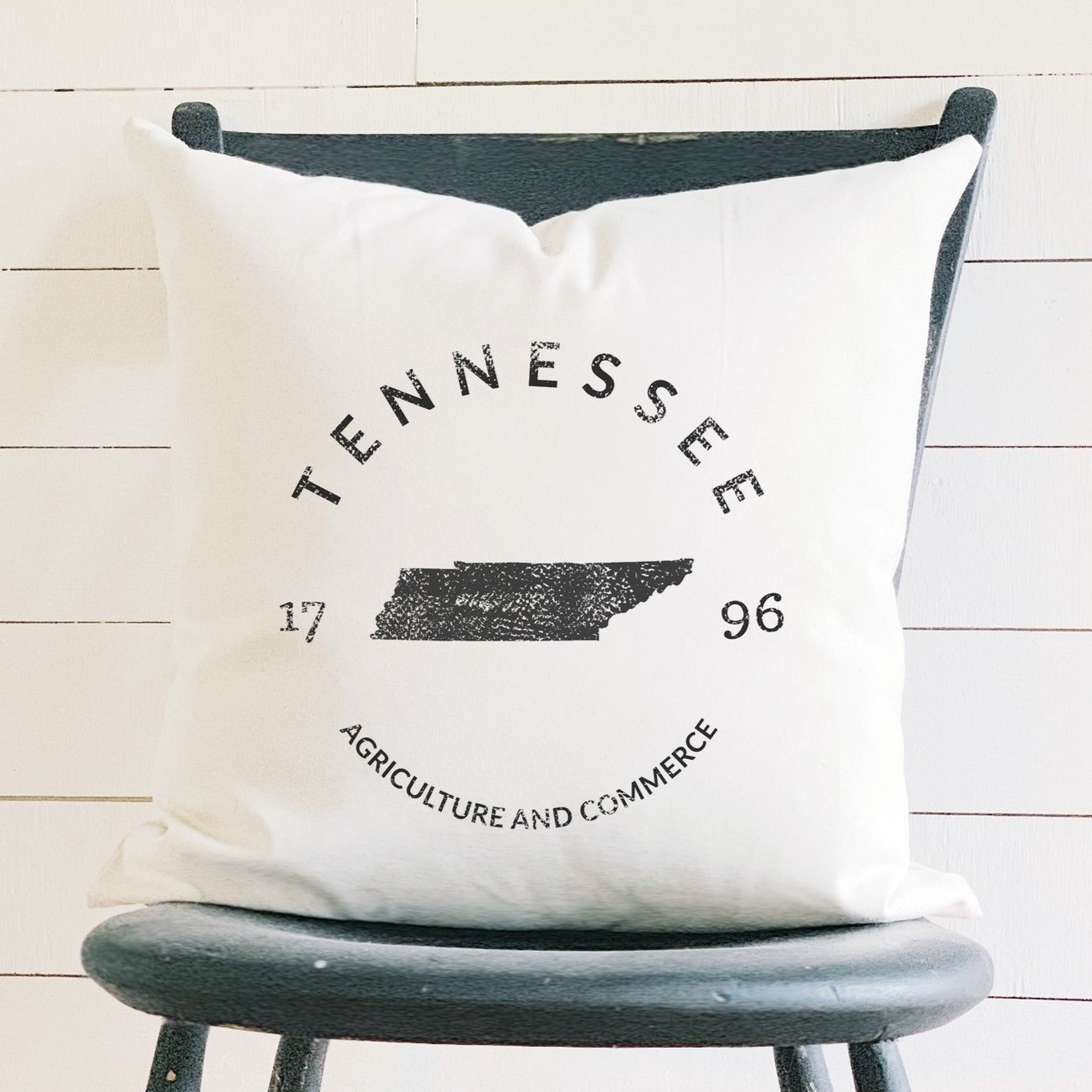 State Badge & Motto Canvas Throw Pillow