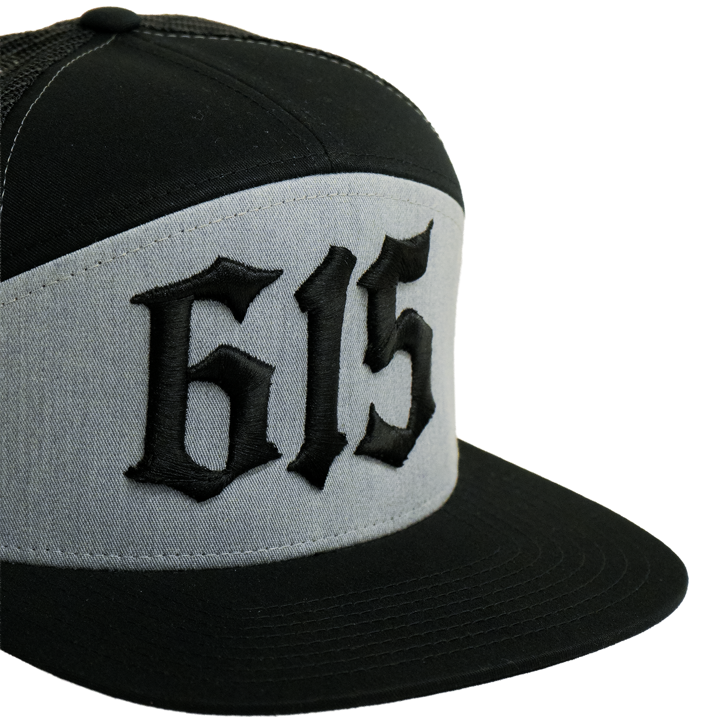 615 7 Panel Trucker Hat [Grey/ Black]