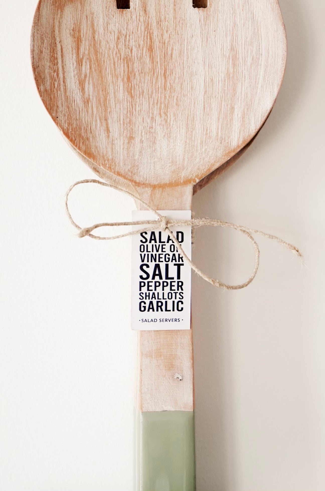 Acacia Wood Salad Servers| Natural Wood+ Green Handles (Set of 2)