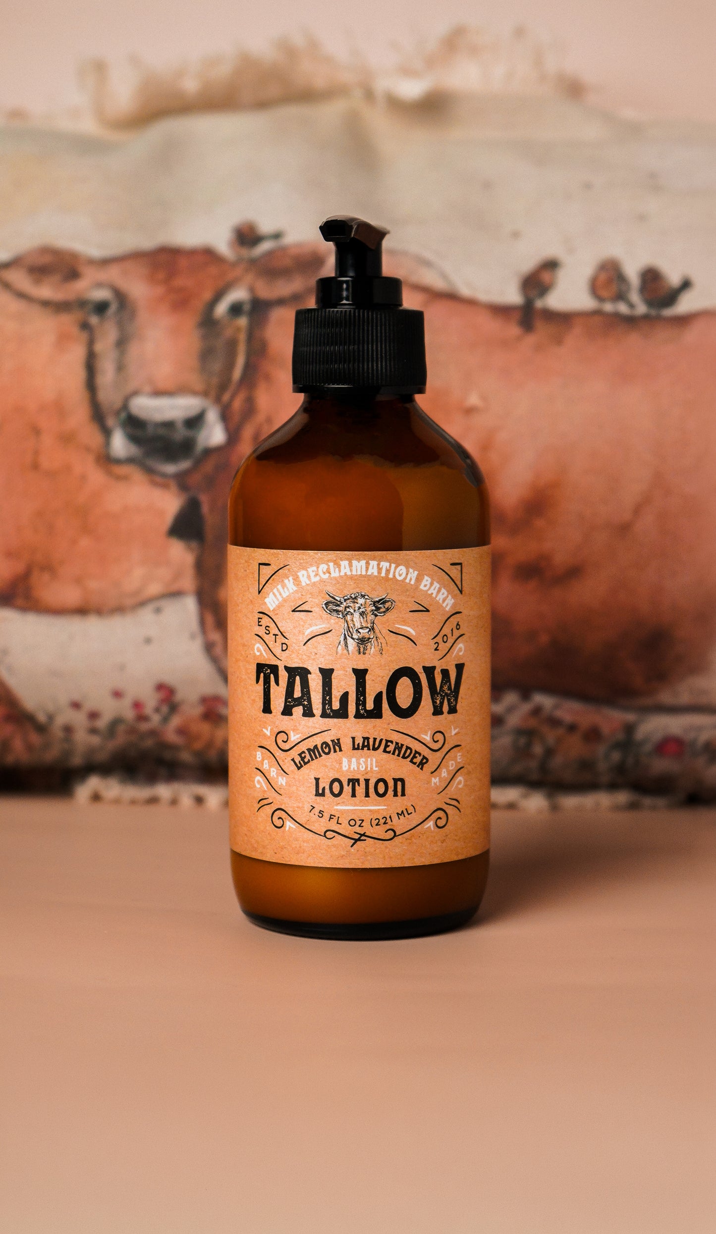 Lemon Tallow Lotion | Body Cream 7.5 oz Bottle [Lemon, Lavender, Basil]