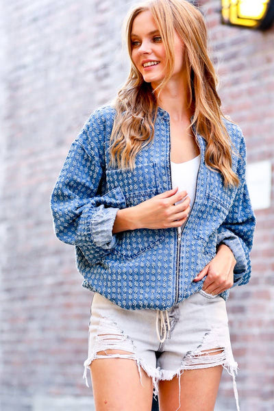 Seeing Double Textured Denim Jacket [Denim Blue]