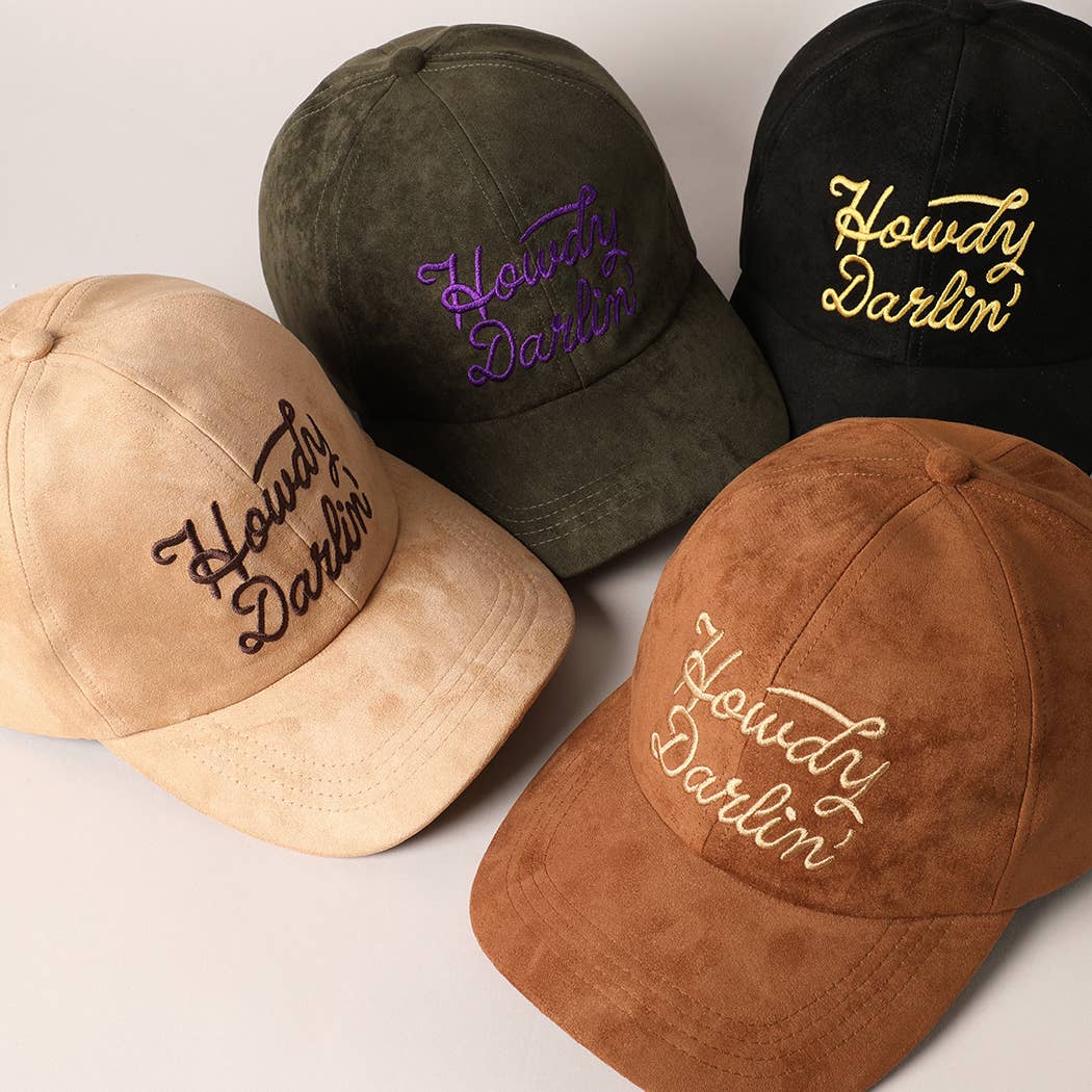 Howdy Darlin' Suede Baseball Cap [Beige]