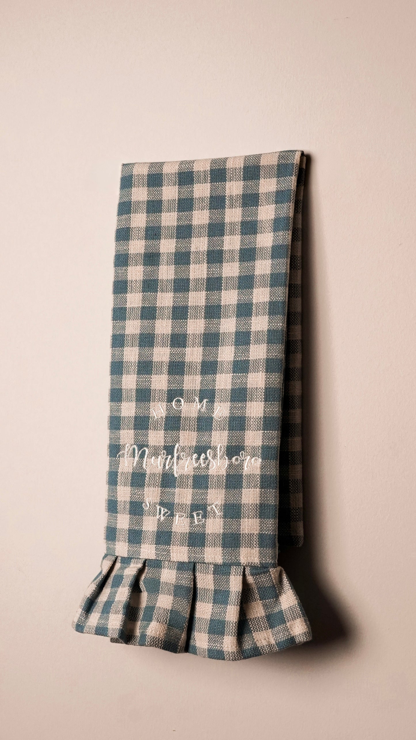Blue Block Print Silhouette Tea Towel