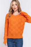 Checkmate Textured Sweater [Orange]