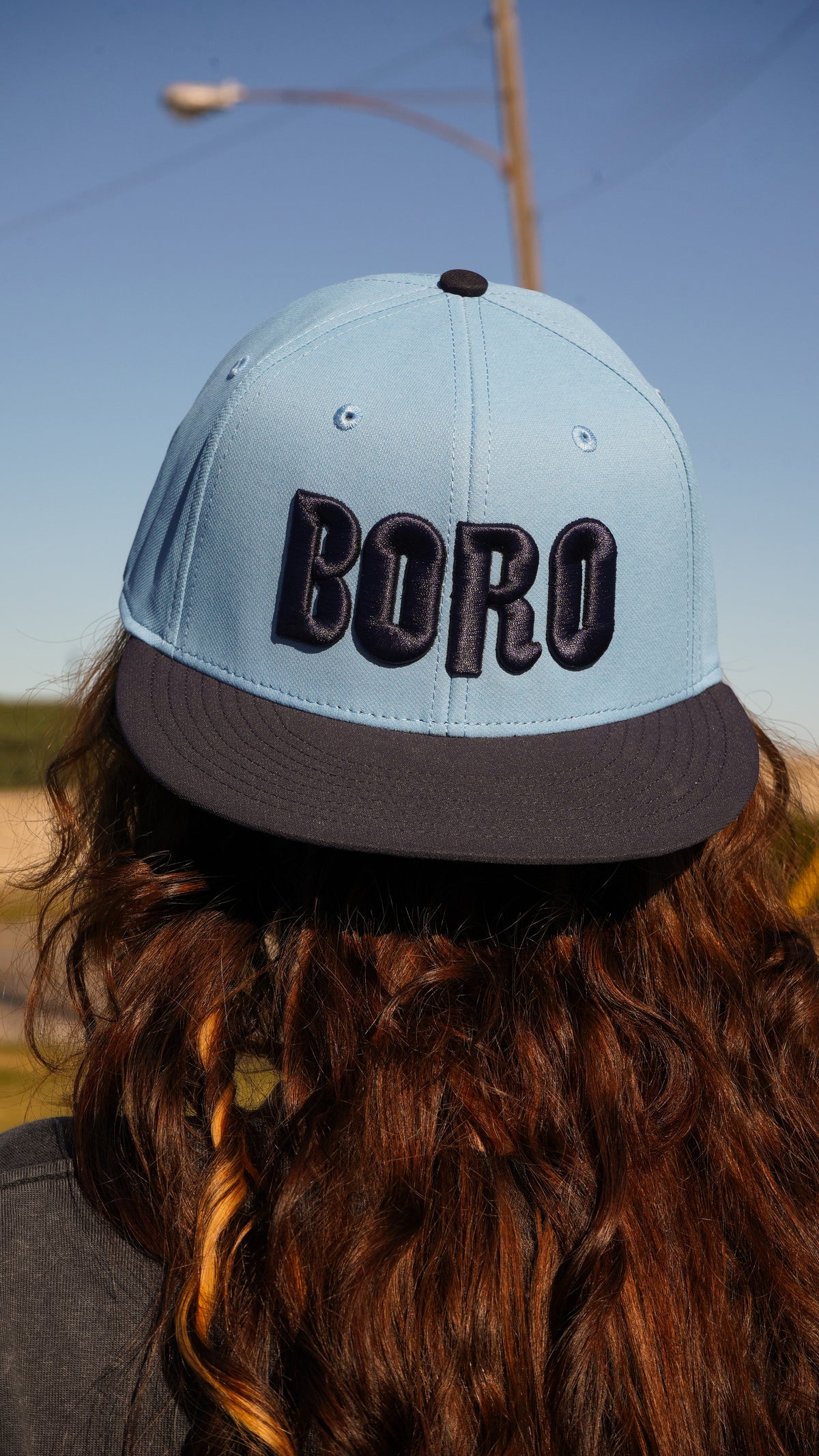 BORO Snapback Hat [Columbia Blue/Navy]