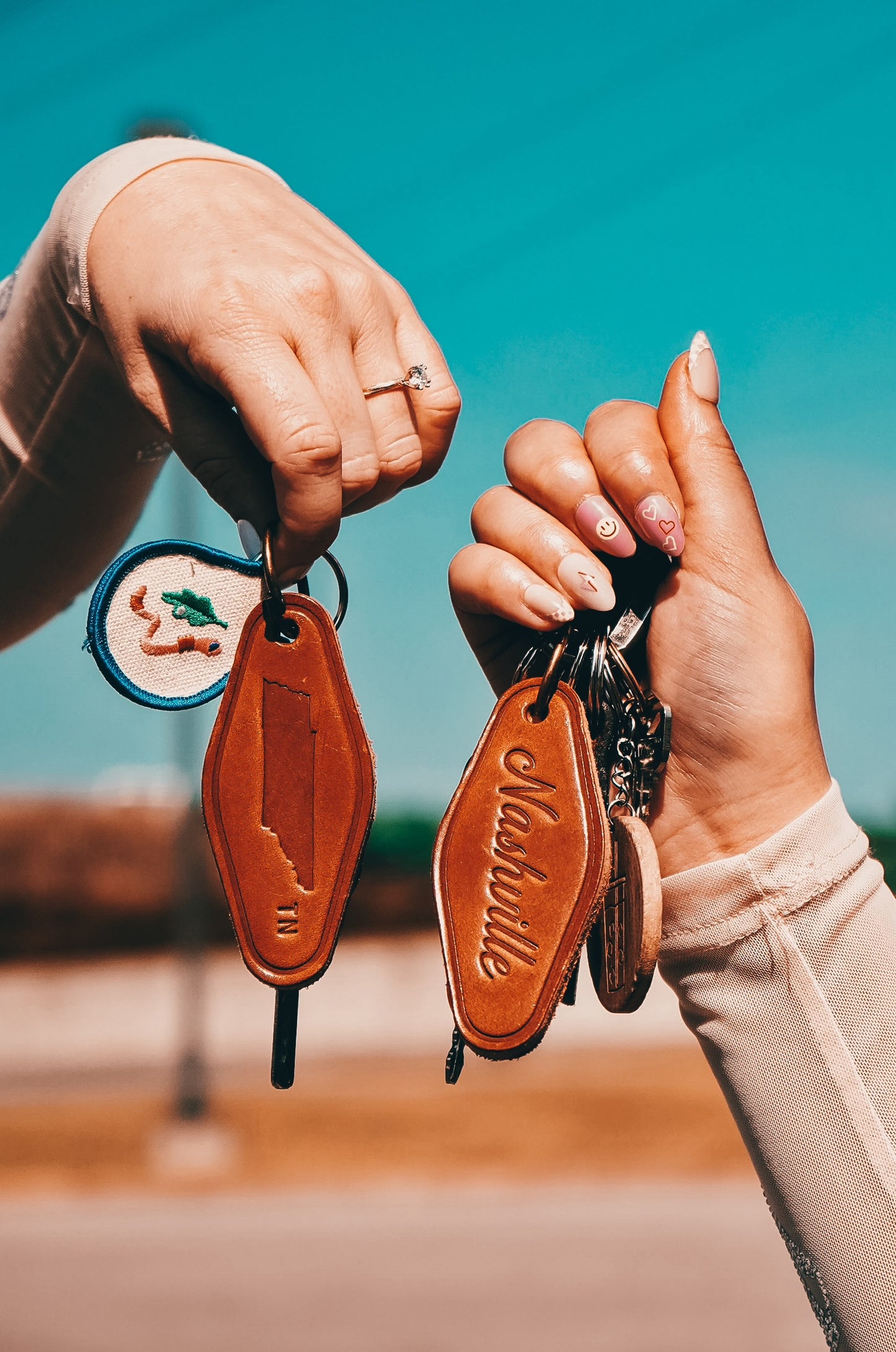 Tennessee State Genuine Leather Keychain