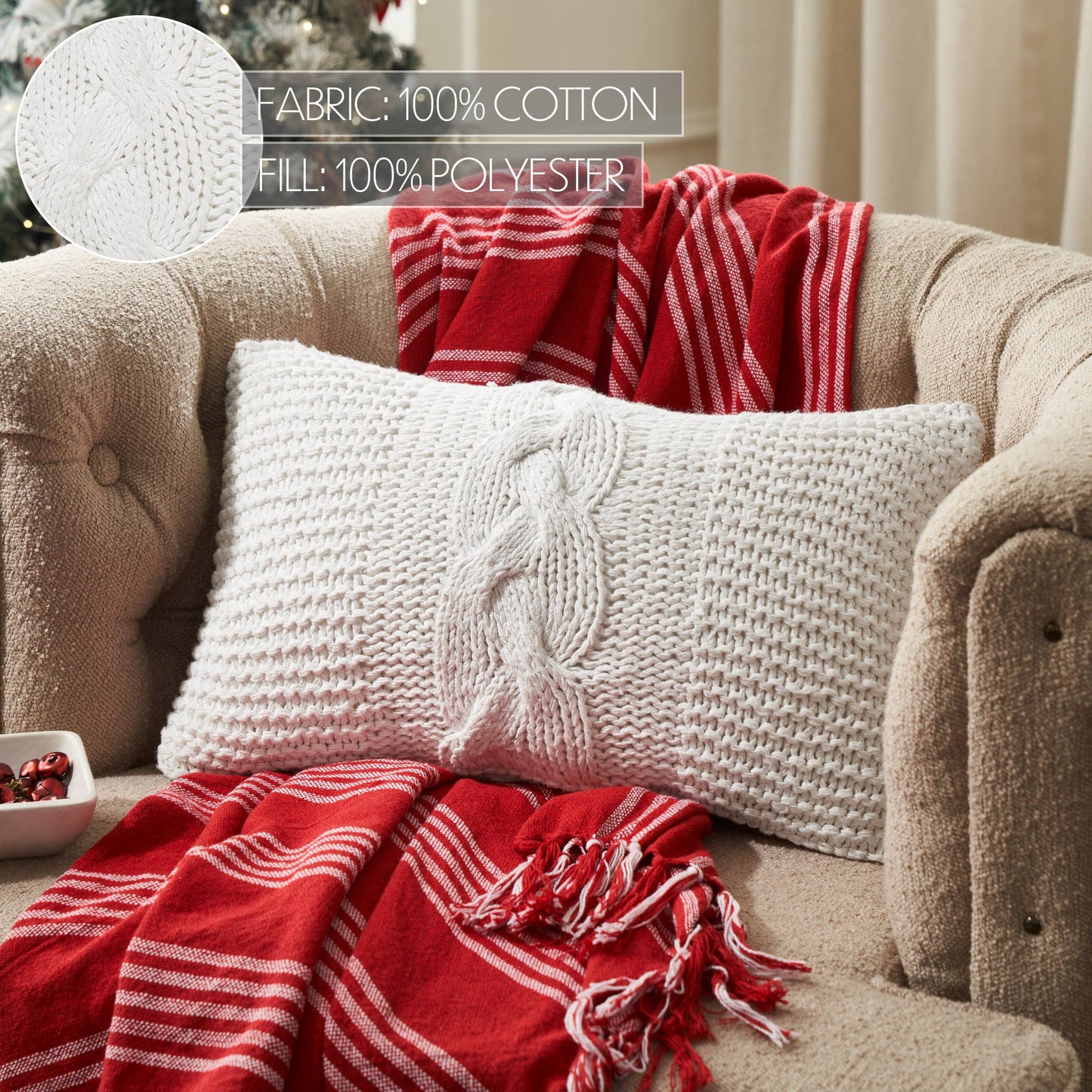 Cable Knit Sweater Pillow [White]