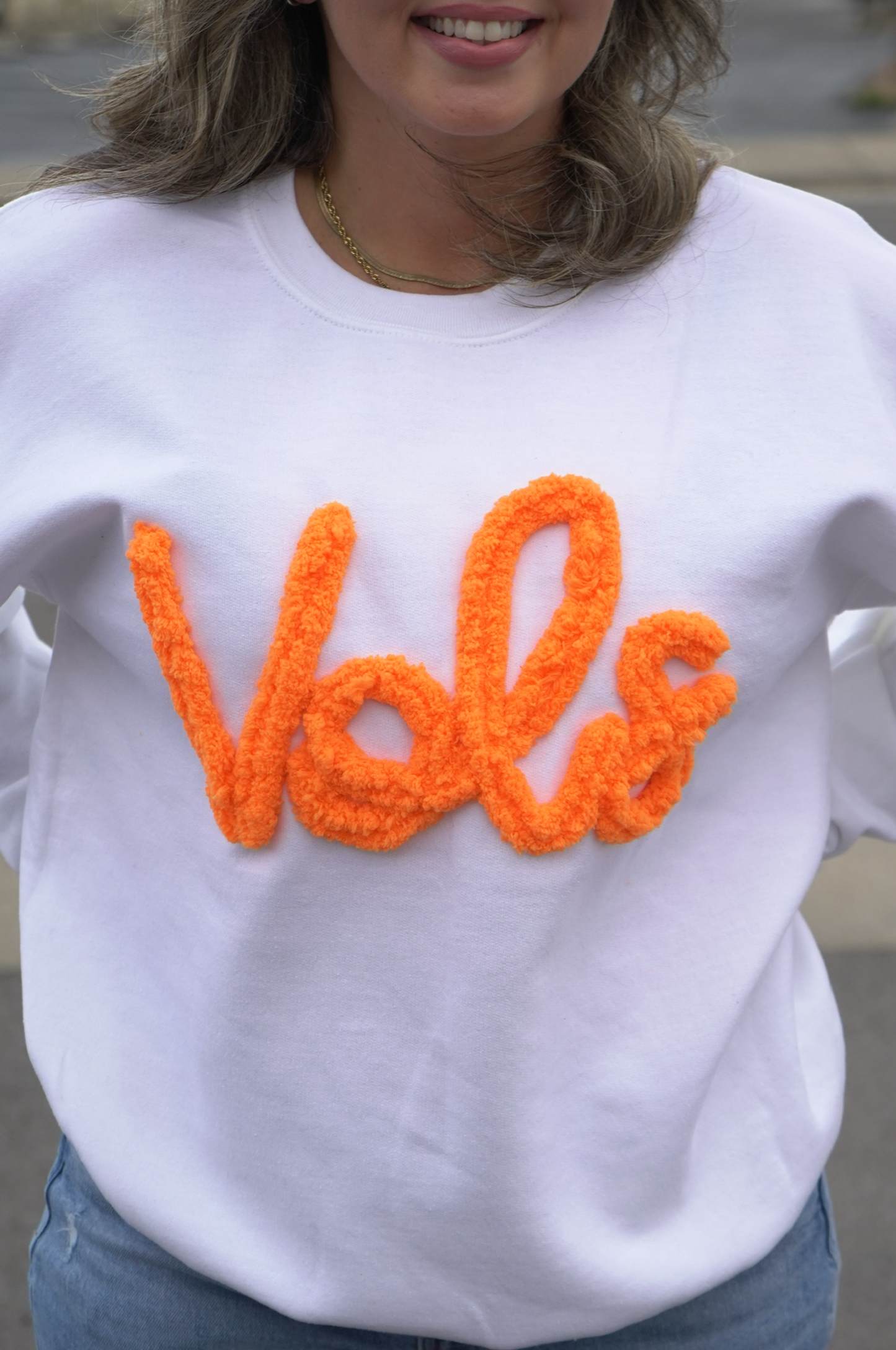 Vols Chenille Script Sweatshirt [White/Orange]
