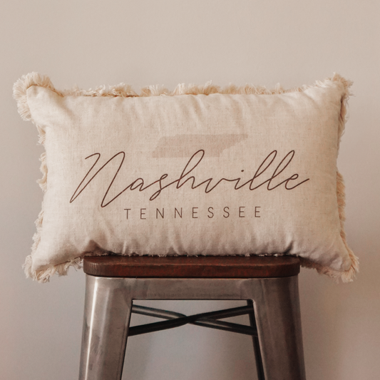 Nashville Script Fringe Pillow