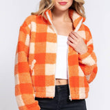 Keep it Cozy Checkered Sherpa [Orange]