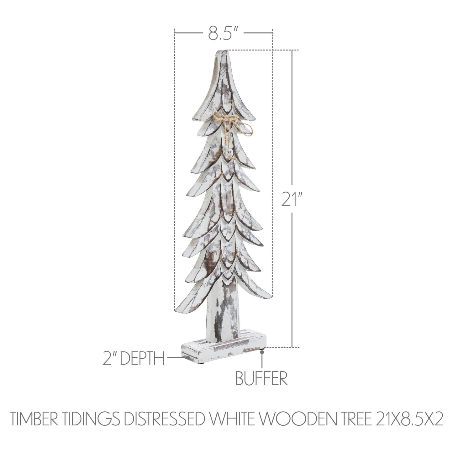 Timber Tidings Distressed White Wooden Tree 21x8.5x2